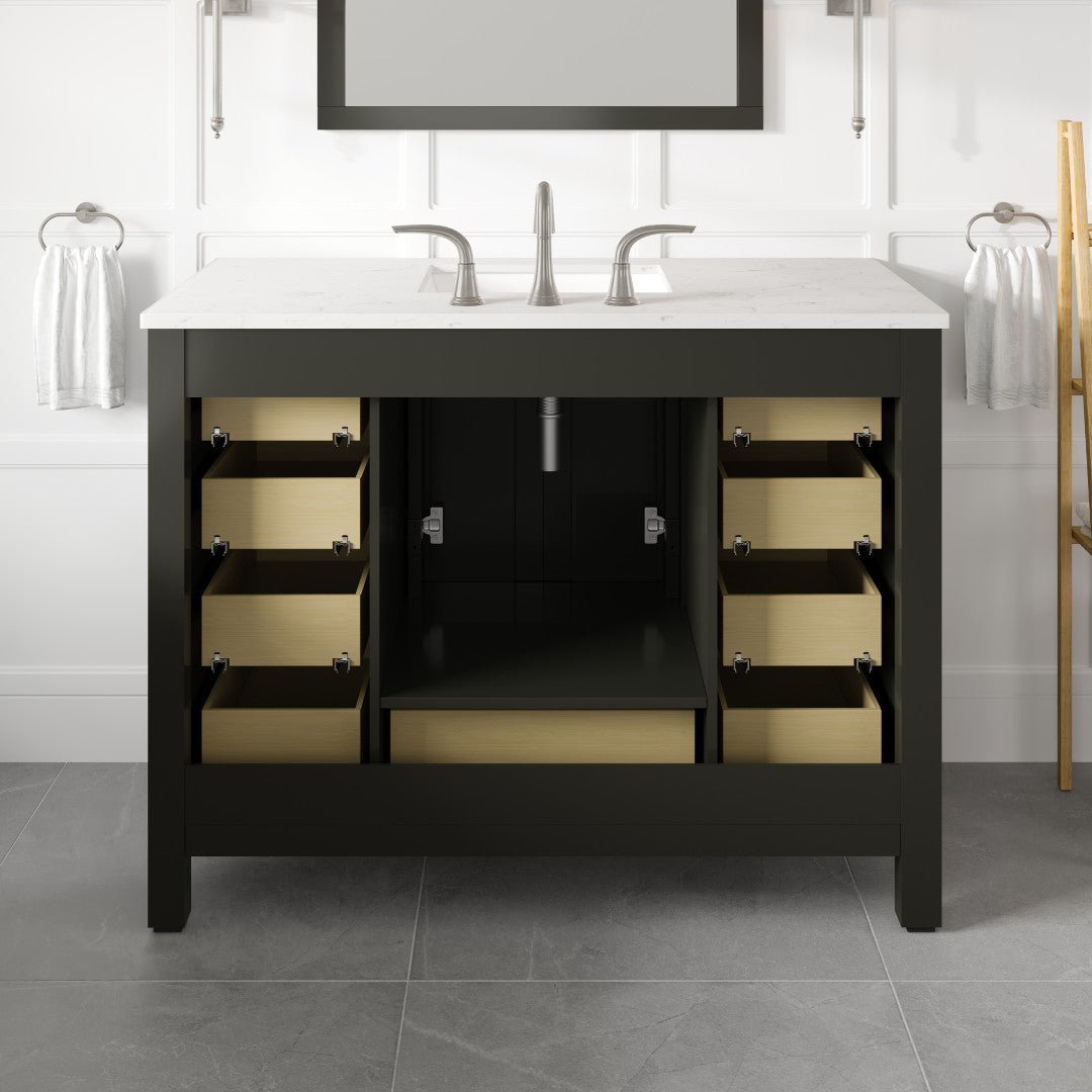 Aberdeen 42 in. Espresso Single Sink Bath Vanity with Carrara Quartz Top and Undermount Porcelain Sink - Bathroom Vanity by Eviva