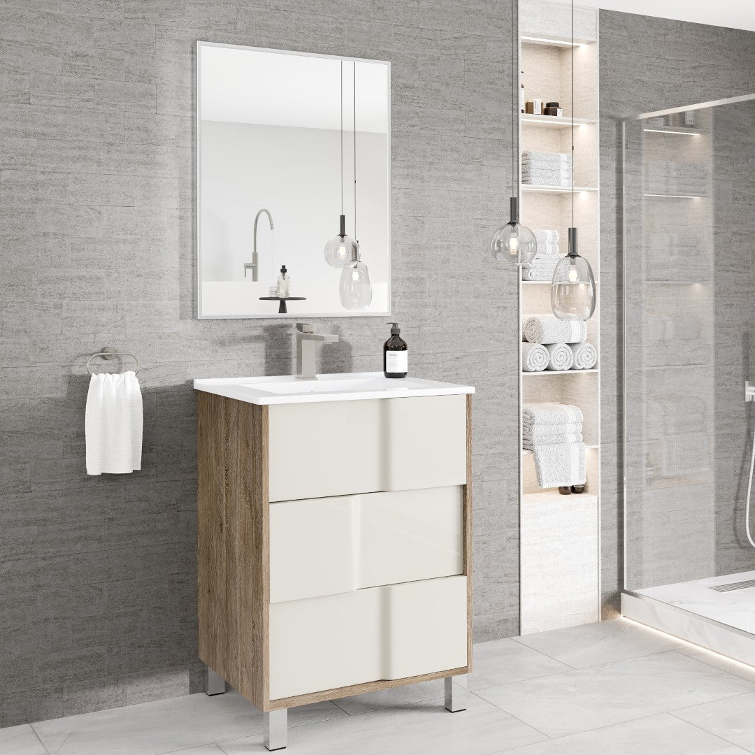 Eviva Vista 24" x 30" Rectangular Brushed Nickel Metal Framed Mirror