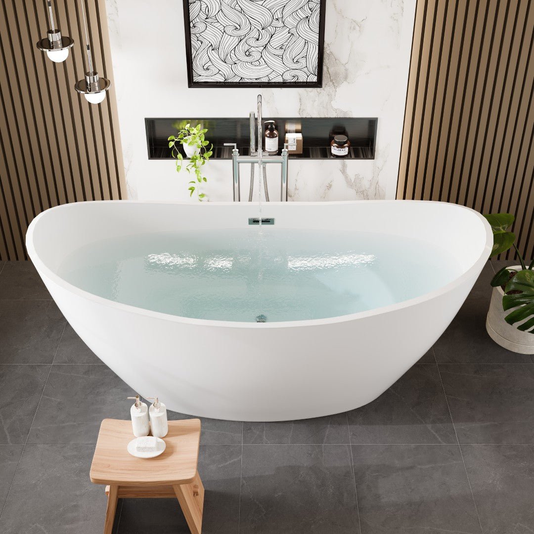 Eviva Bella 67" Glossy White Acrylic Slipper Freestanding Bathtub - Bathtub by Eviva