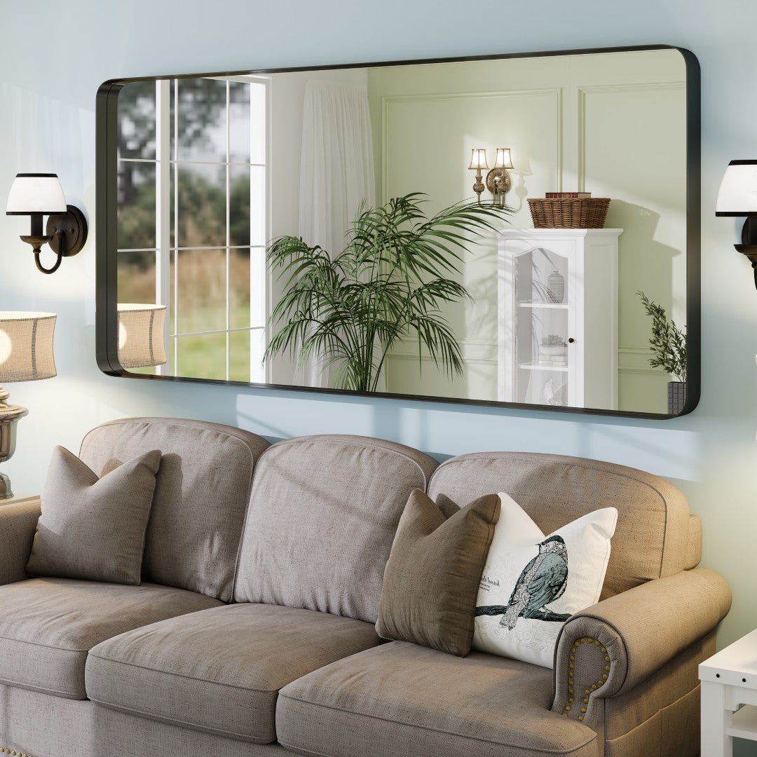 Eviva Harmony 60" x 28" Rectangular Black Metal Framed Mirror - Mirror by Eviva