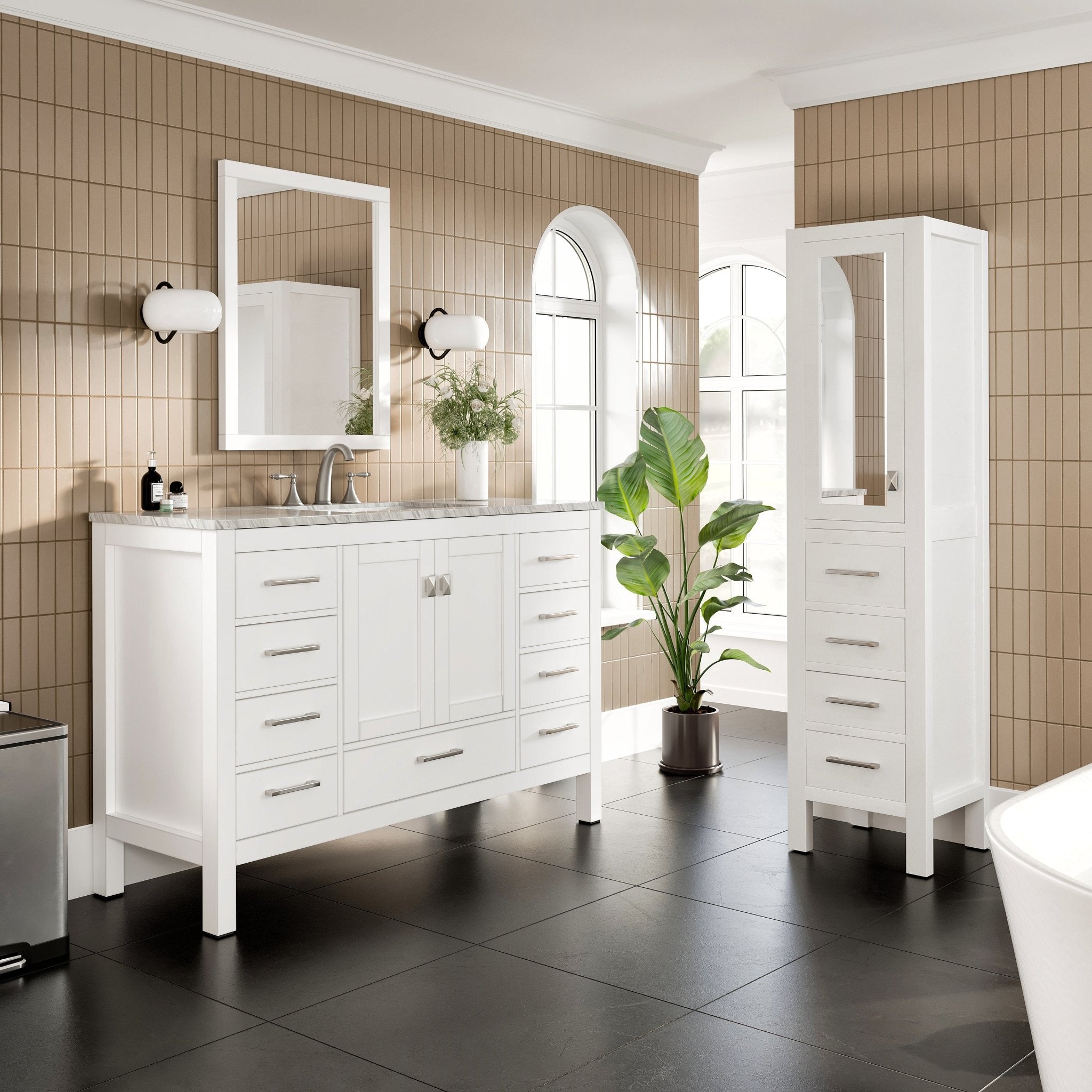Eviva Aberdeen 18 in. W x 20 in. D White Freestanding Linen Cabinet - Bathroom Cabinet by Eviva