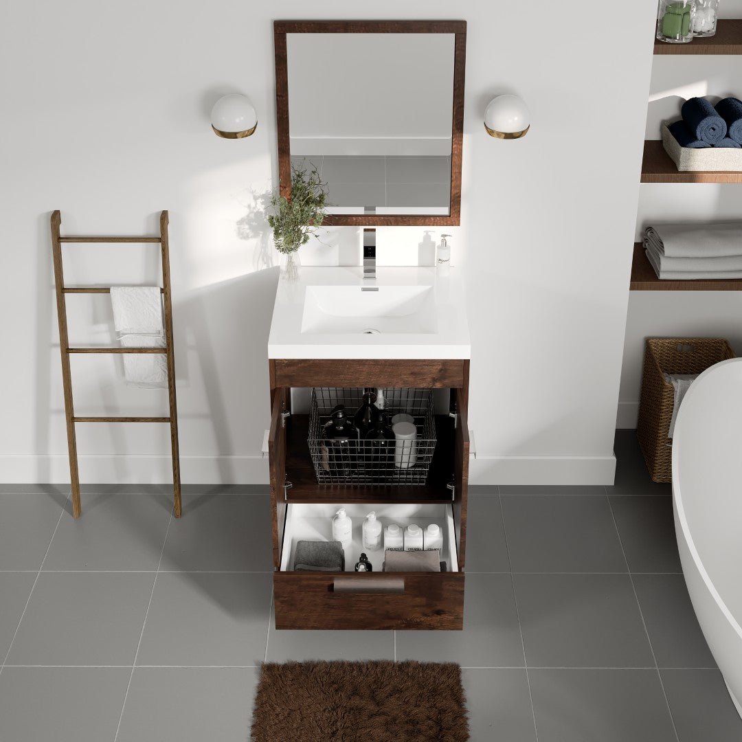 Lugano 24 in. Rosewood Single Sink Bath Vanity with Acrylic Top and Integrated Sink - Bathroom Vanity by Eviva