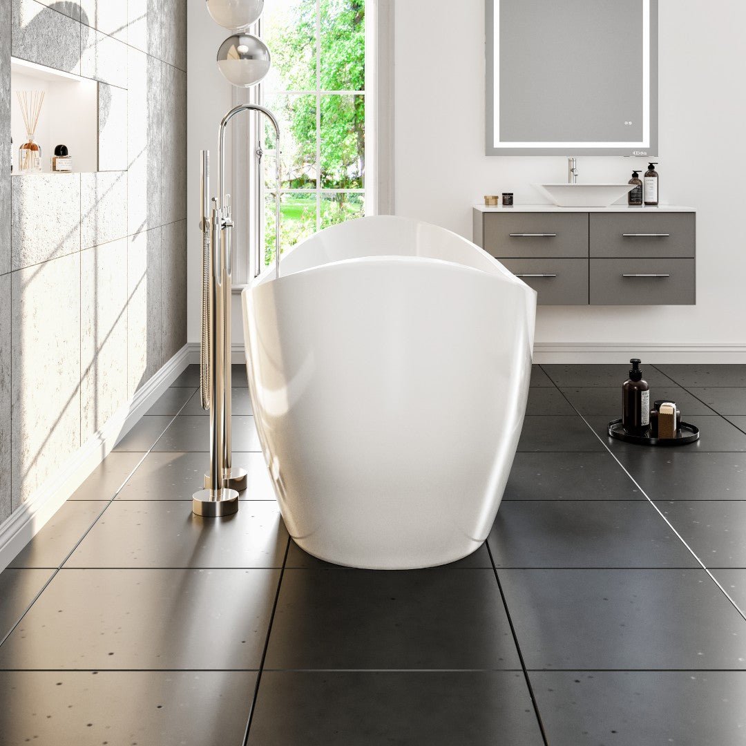Eviva Bella 60" Glossy White Acrylic Slipper Freestanding Bathtub - Bathtub by Eviva