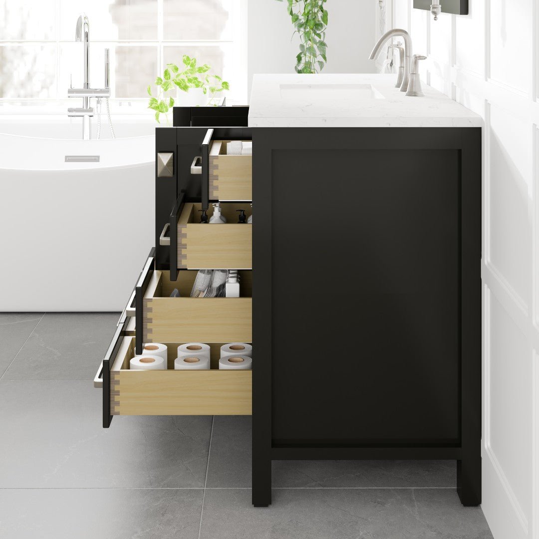 Aberdeen 42 in. Espresso Single Sink Bath Vanity with Carrara Quartz Top and Undermount Porcelain Sink - Bathroom Vanity by Eviva