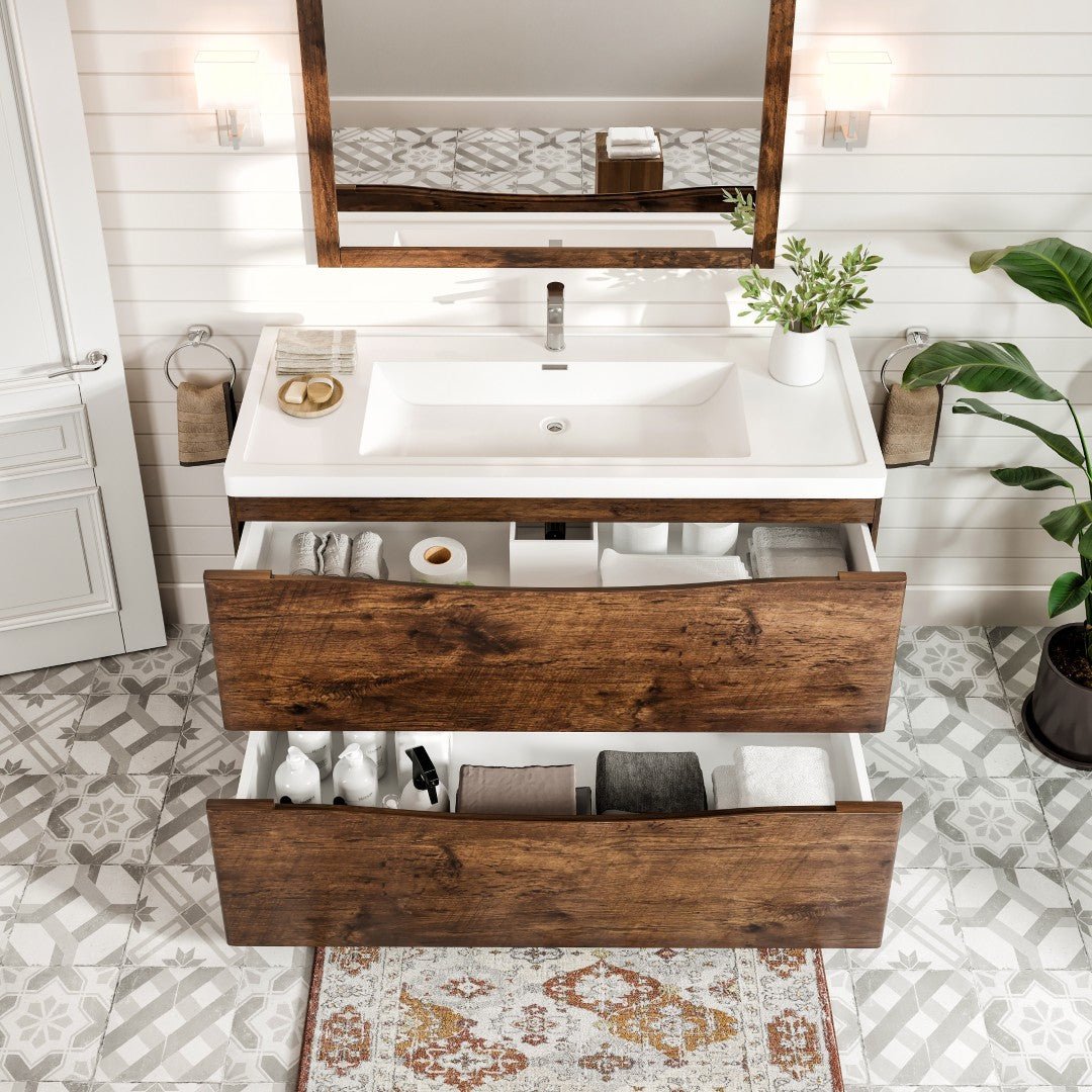 Smile 48 in. Rosewood Single Sink Bath Freestanding Vanity with Acrylic Top and Integrated Sink - Bathroom Vanity by Eviva