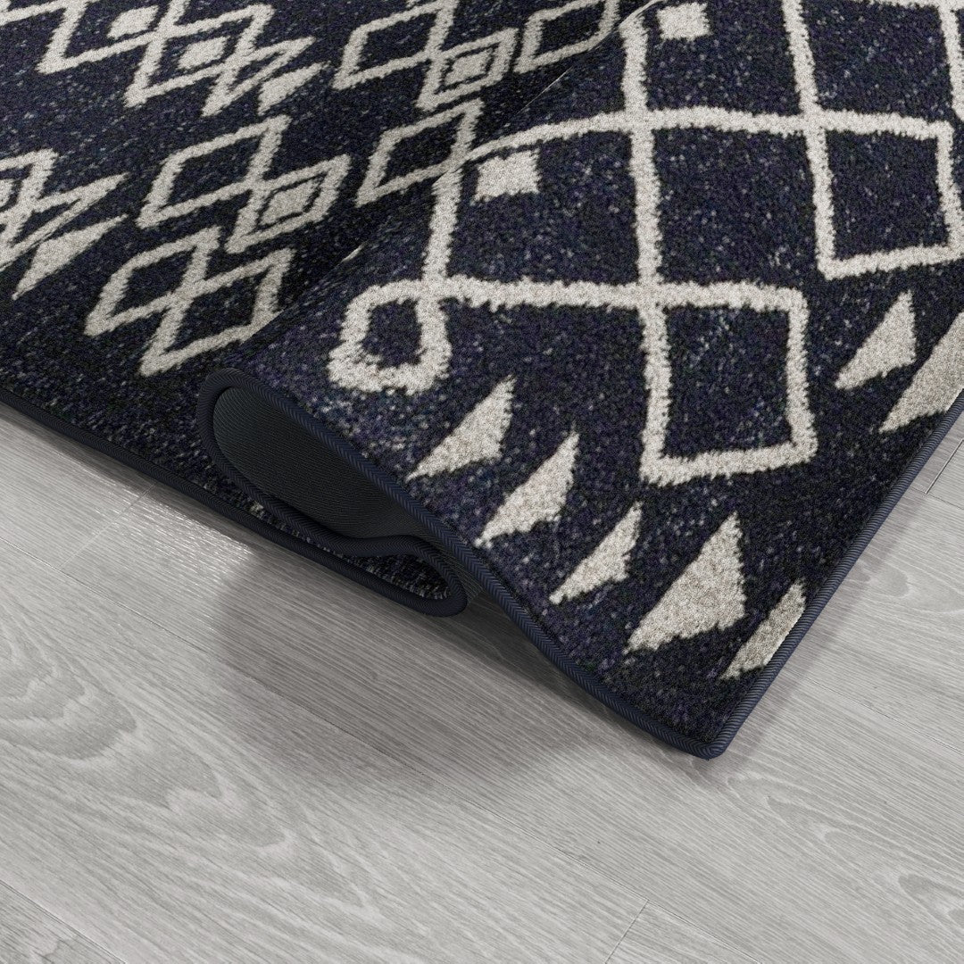 Eviva Loops 5' x 7' Ikat Blue/Cream Rug - Rug by Eviva