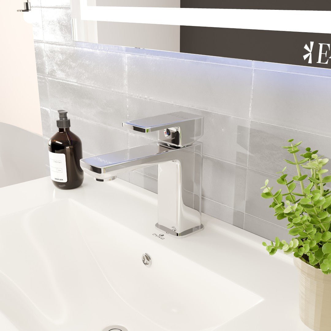 Eviva Lux Single - Handle Waterfall Single - Hole Bathroom Faucet with Deckplate Included in Chrome - Bathroom Faucet by Eviva