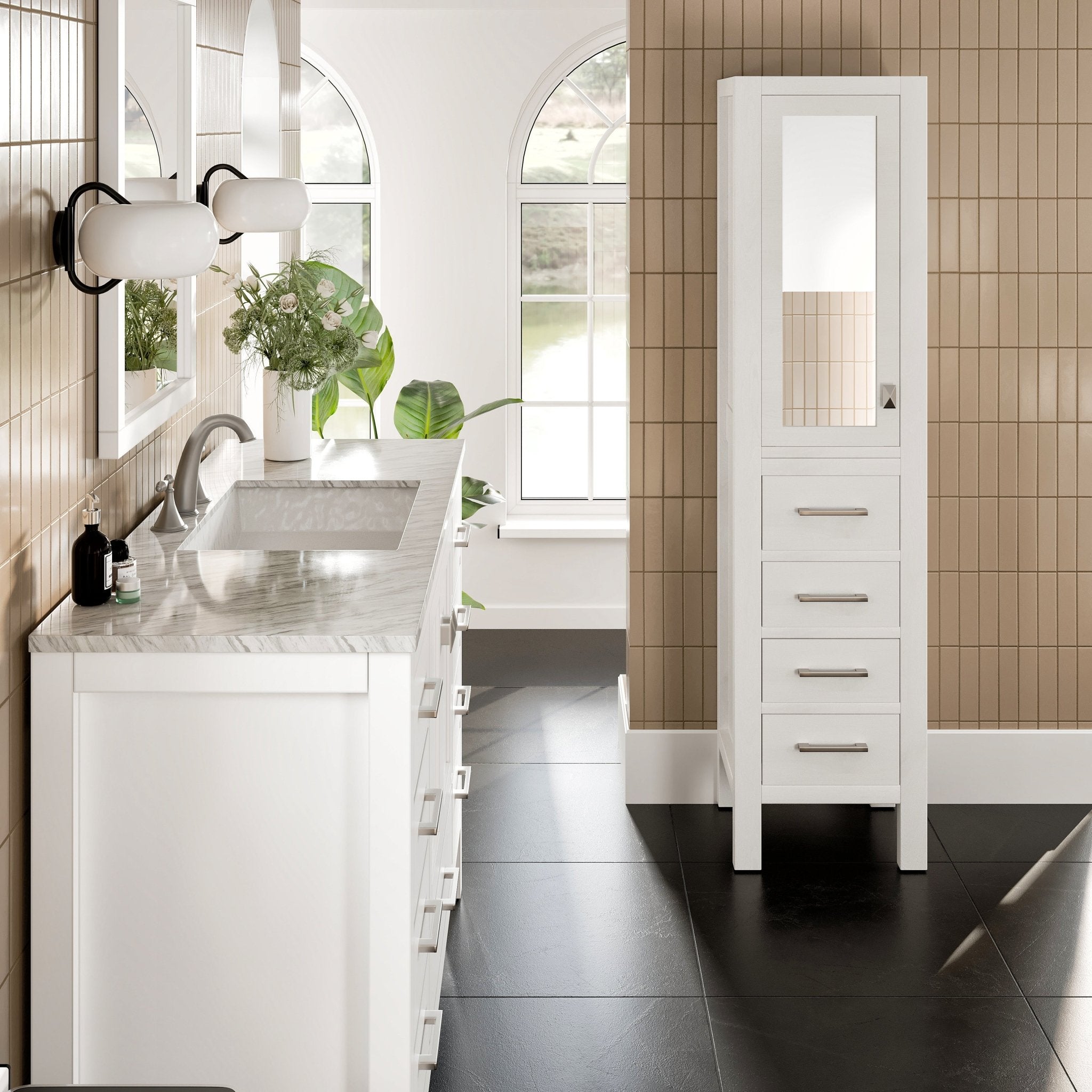 Eviva Aberdeen 18 in. W x 20 in. D White Freestanding Linen Cabinet - Bathroom Cabinet by Eviva