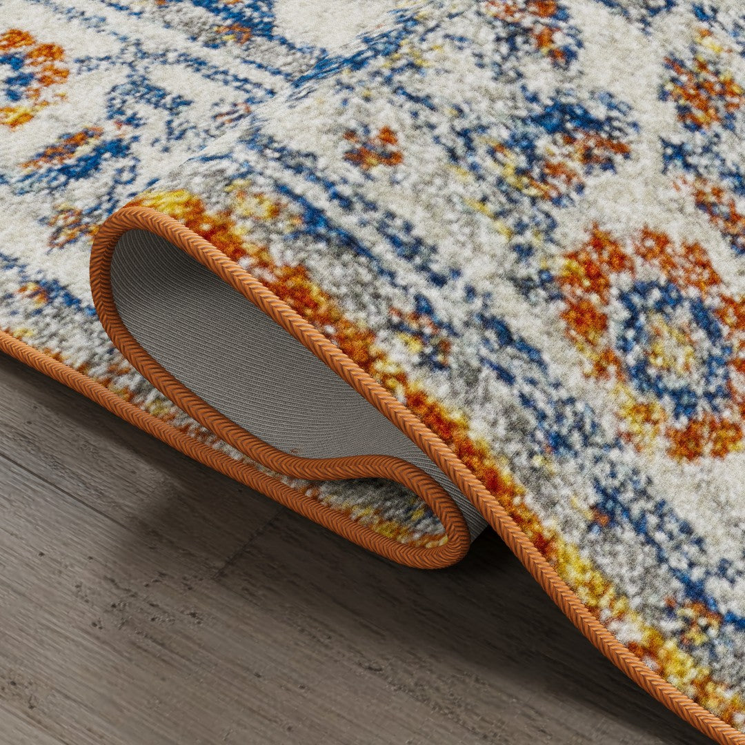 Eviva Vintage 5' x 7' Oriental Orange/Navy Rug