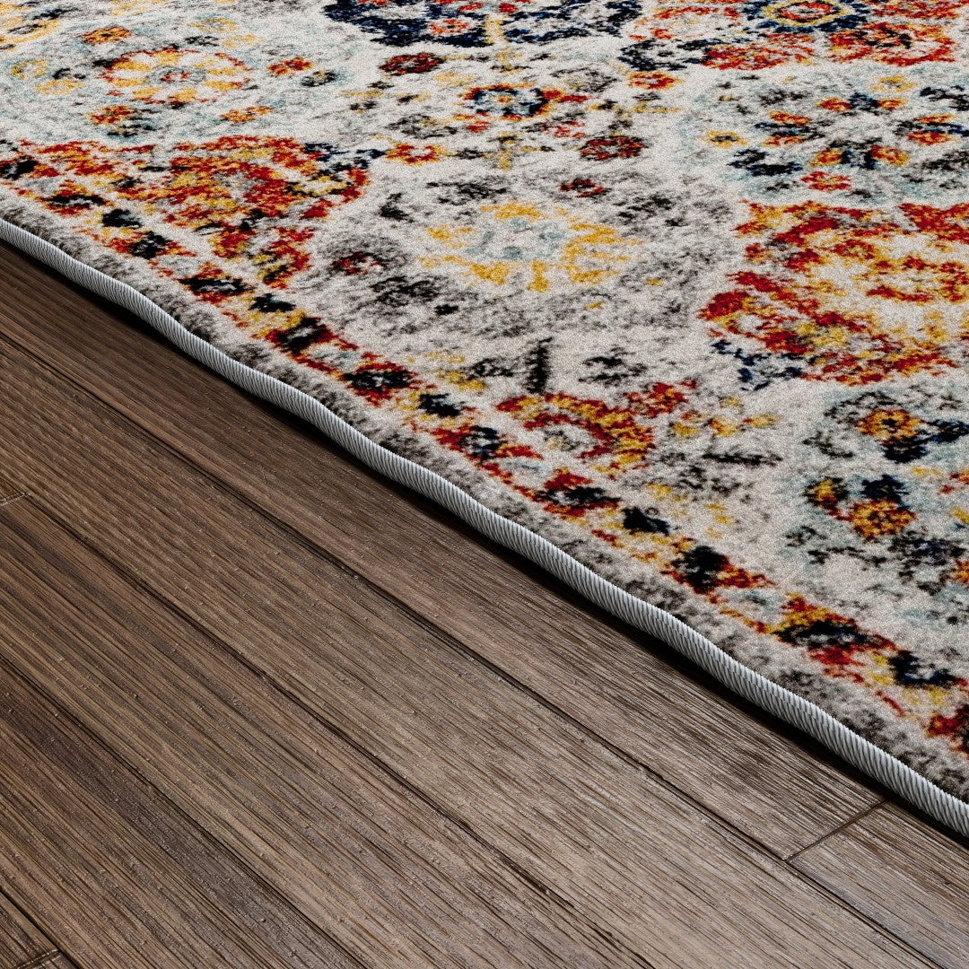 Eviva Blossom 5' x 7' Ikat Multicolor Rug