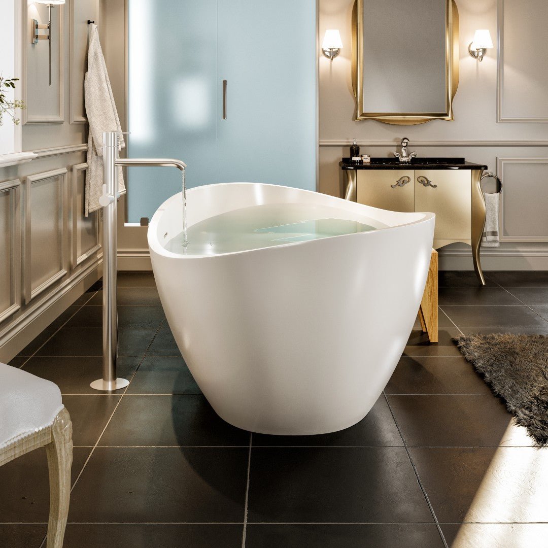 Eviva Cloud 63" Matte White Oval Solid Surface Freestanding Bathtub - Bathtub by Eviva