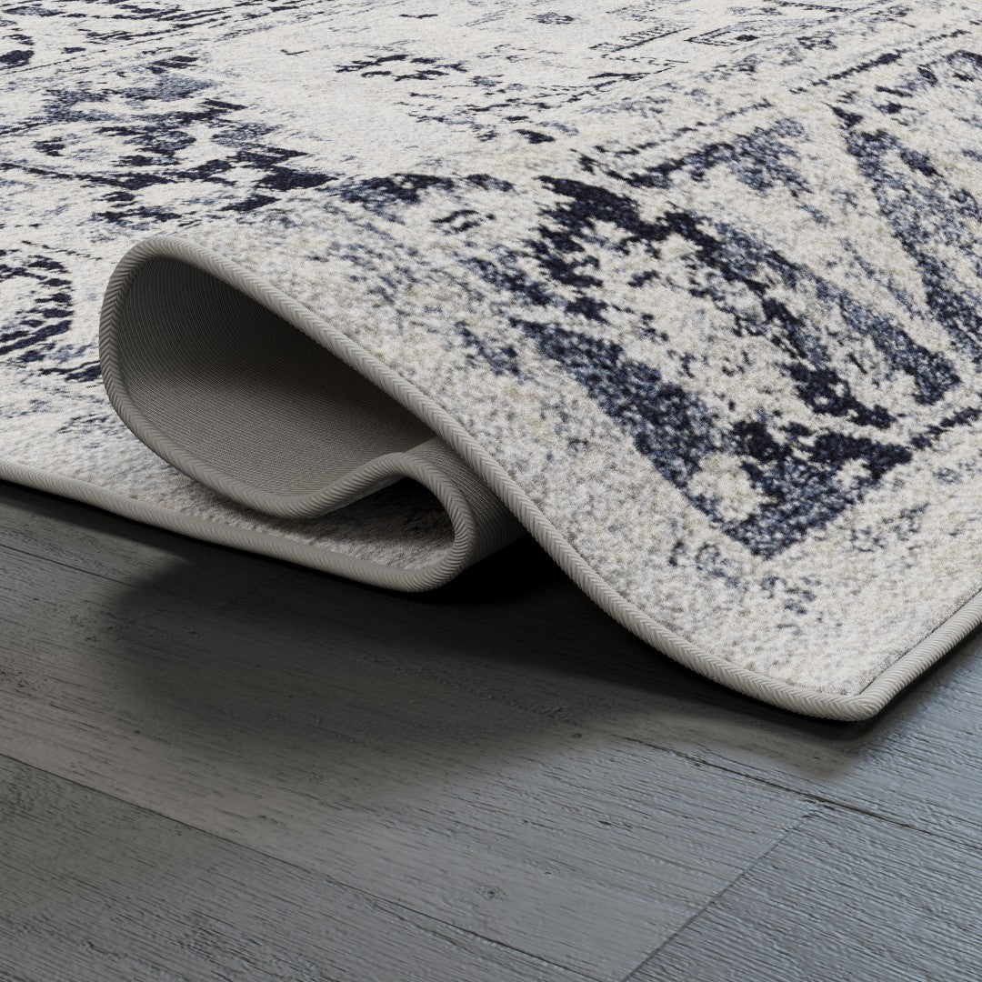 Eviva Capricorn 3' x 5' Oriental Blue/Cream Rug - Rug by Eviva