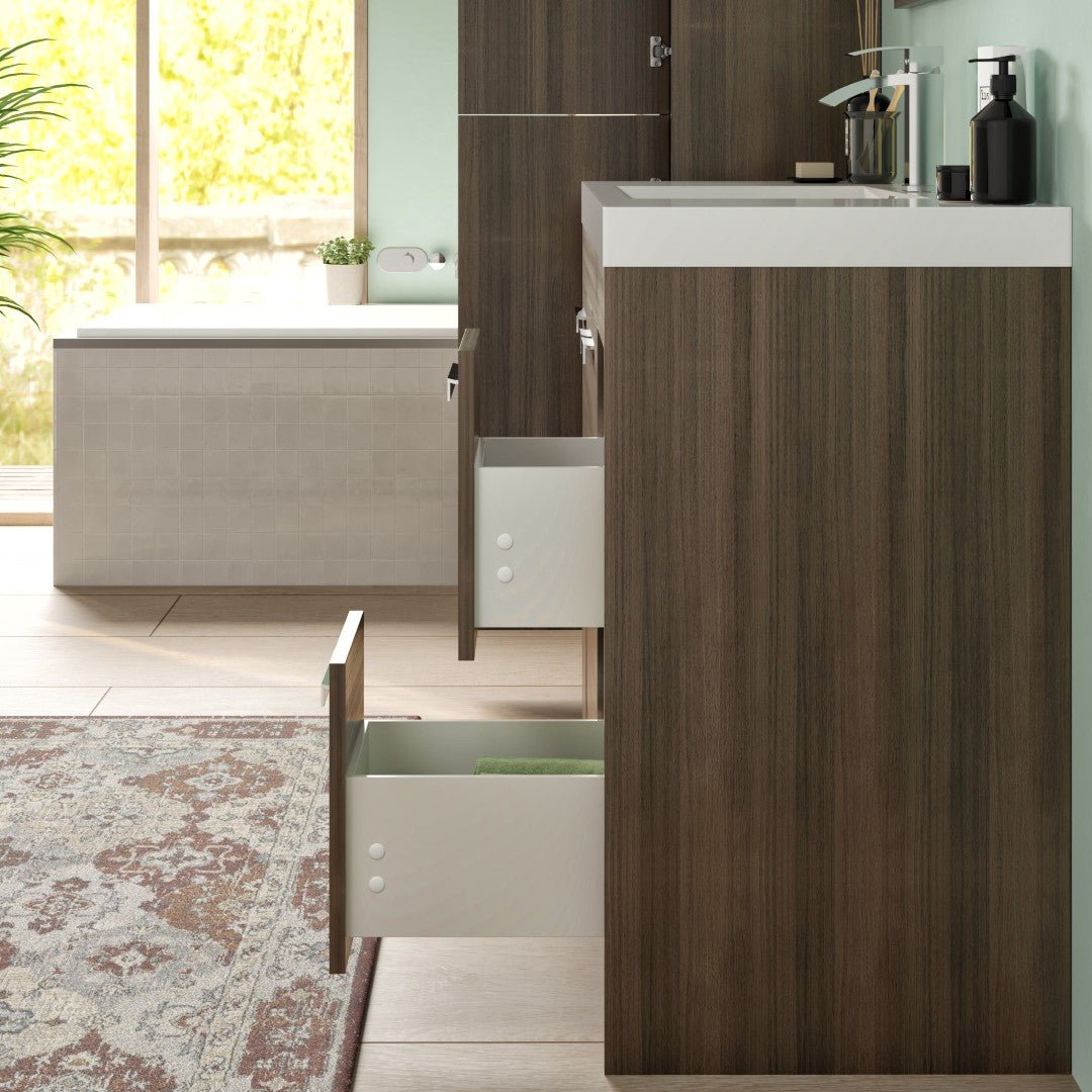 Lugano 48 in. Gray Oak Single Sink Bath Vanity with Acrylic Top and Integrated Sink - Bathroom Vanity by Eviva