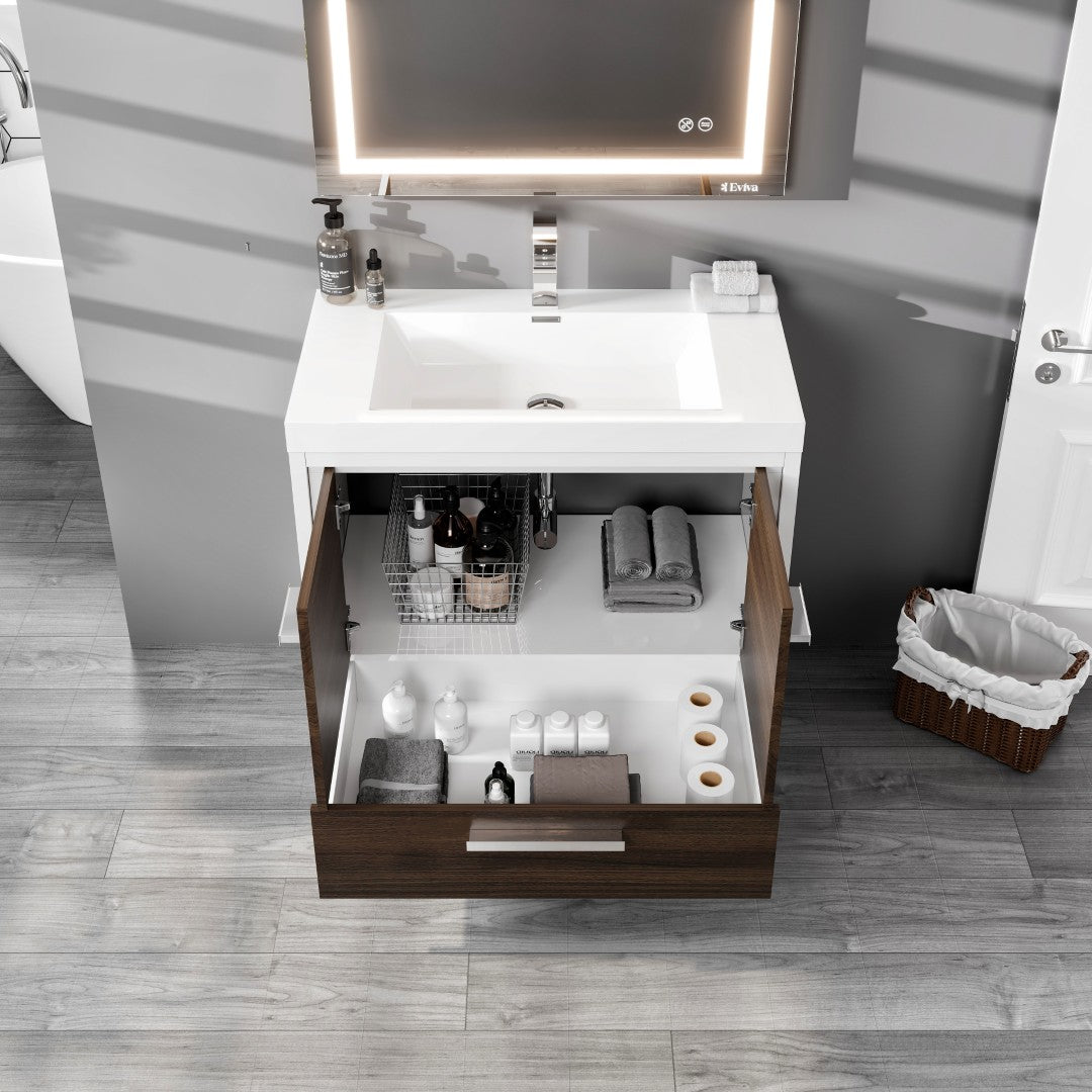 Grace 36 in. Gray Oak Single Sink Bath Vanity with Acrylic Top and Integrated Sink
