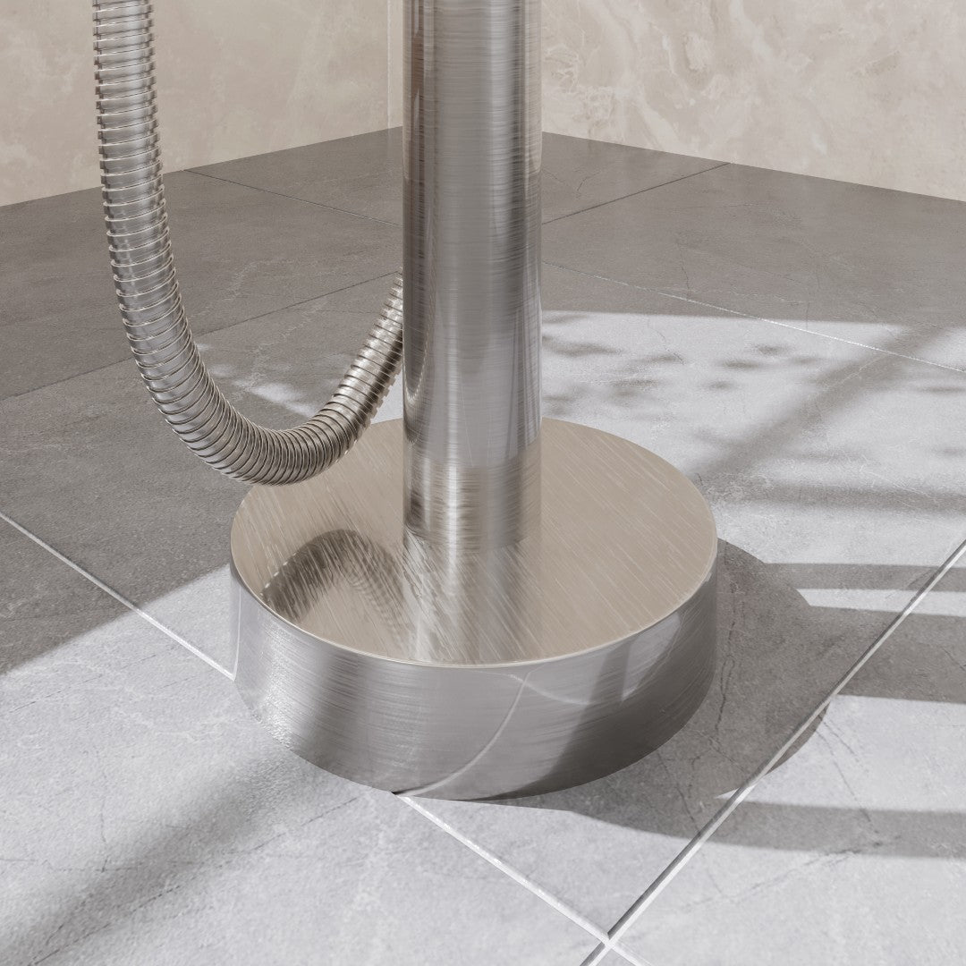 Eviva Modem Single-Handle Freestanding Tub Faucet with Hand Shower in Brushed Nickel