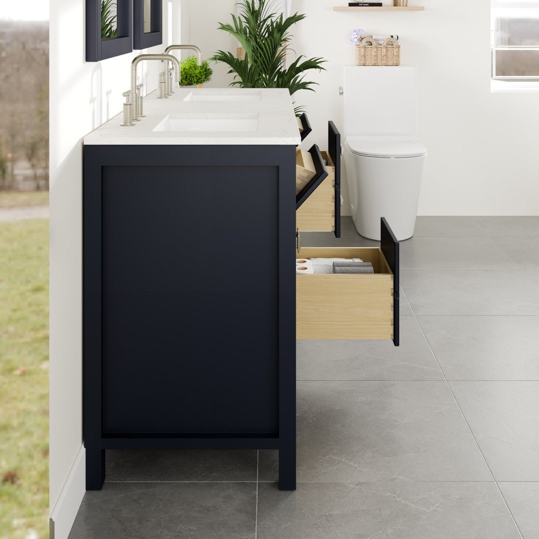 Artemis 60 in. Blue Double Sink Bath Vanity with Engineered Top and Undermount Porcelain Sinks - Bathroom Vanity by Eviva