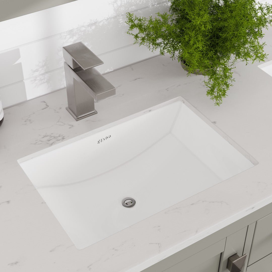 London 54 in. Gray Double Sink Bath Vanity with Carrara Quartz Top and Undermount Porcelain Sinks - Bathroom Vanity by Eviva