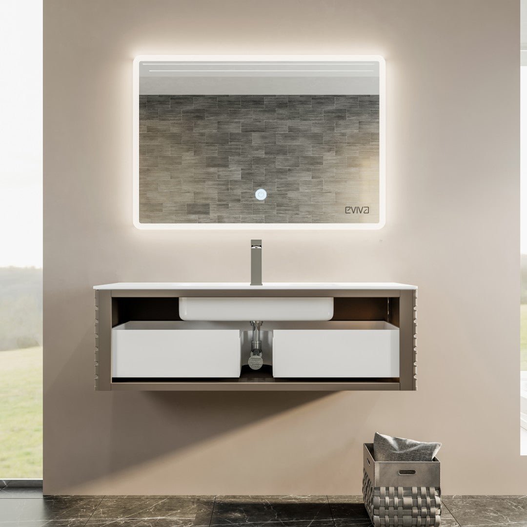 Dream 40 in. Smog Gray Wall Mount Single Sink Bath Vanity with Solid Surface Top and Integrated Sink - Bathroom Vanity by Eviva
