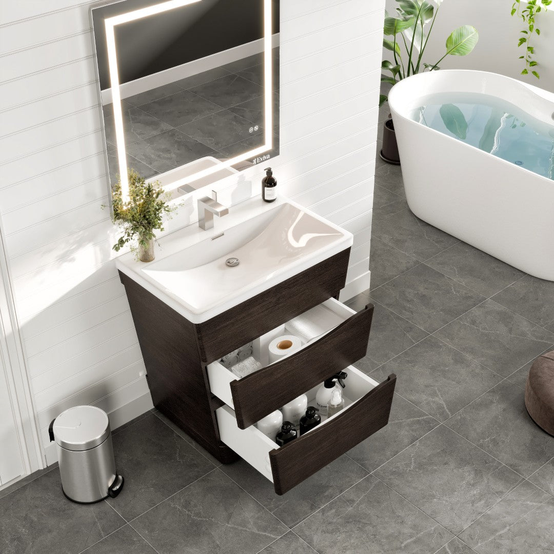 Victoria 32 in. Chestnut Single Sink Bath Vanity with Acrylic Top and Integrated Sink