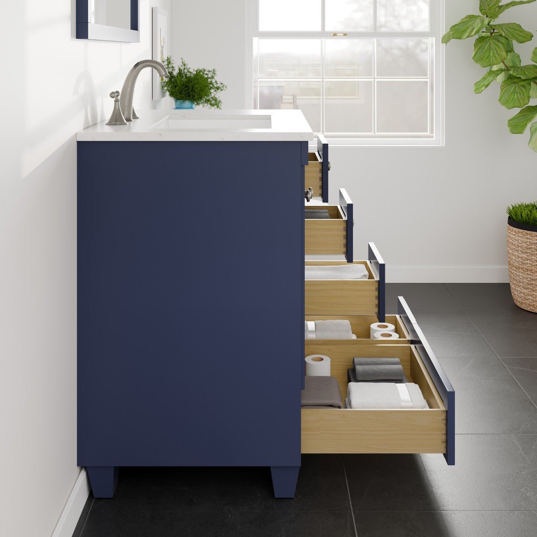 Acclaim 30 in. Blue Single Sink Bath Vanity with Carrara Quartz Top and Undermount Porcelain Sink - Bathroom Vanity by Eviva