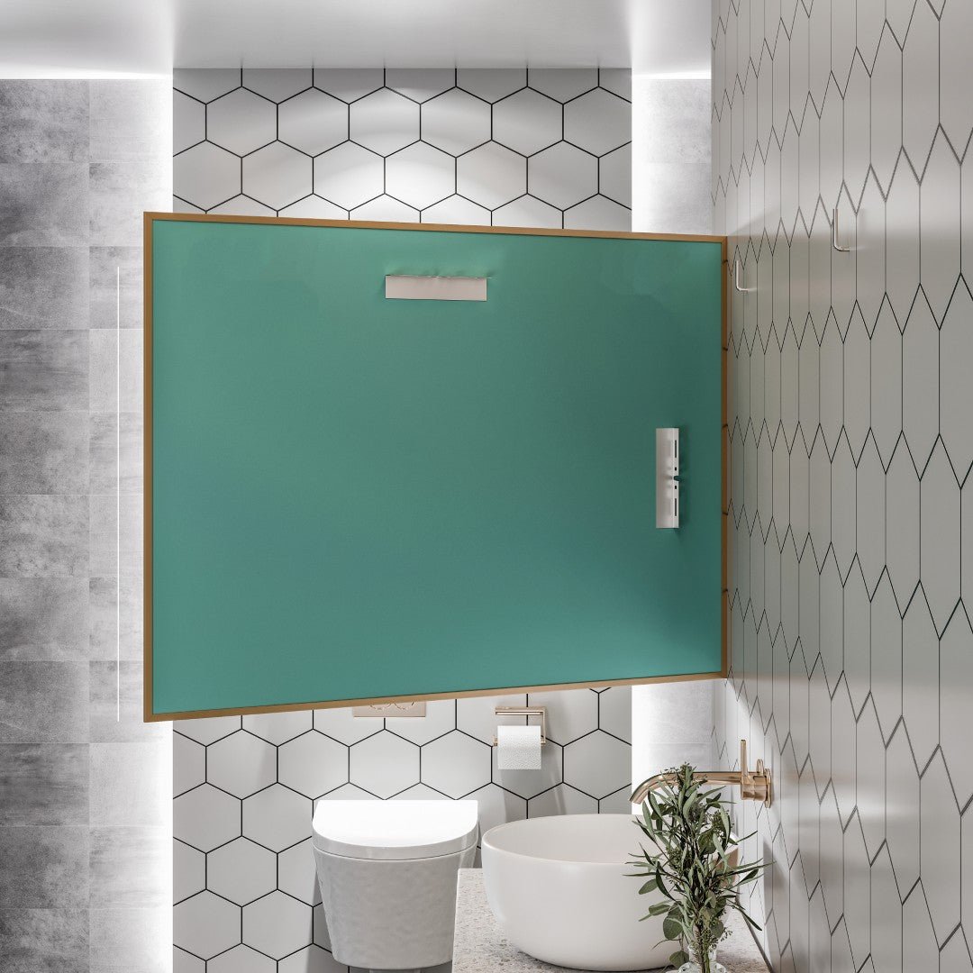 Eviva Aureline 42" x 30" Rectangular Gold Stainless Steel Framed Mirror - Mirror by Eviva