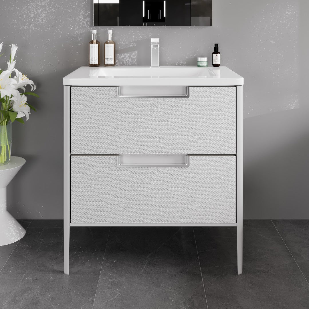 Jasmine 32 in. White Single Sink Bath Vanity with Acrylic Top and Integrated Sink