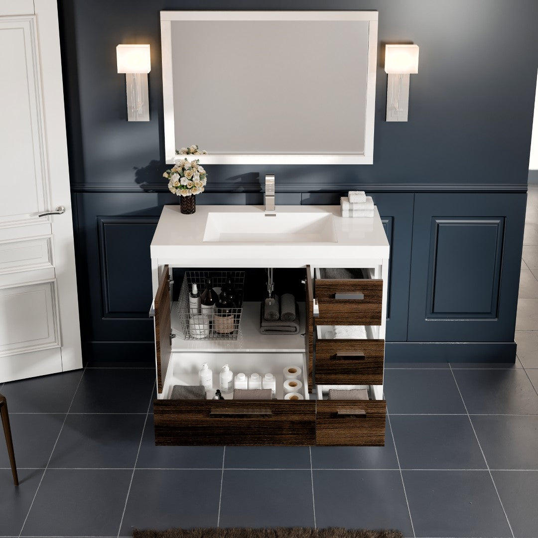 Grace 42 in. Gray Oak Single Sink Bath Vanity with Acrylic Top and Integrated Sink
