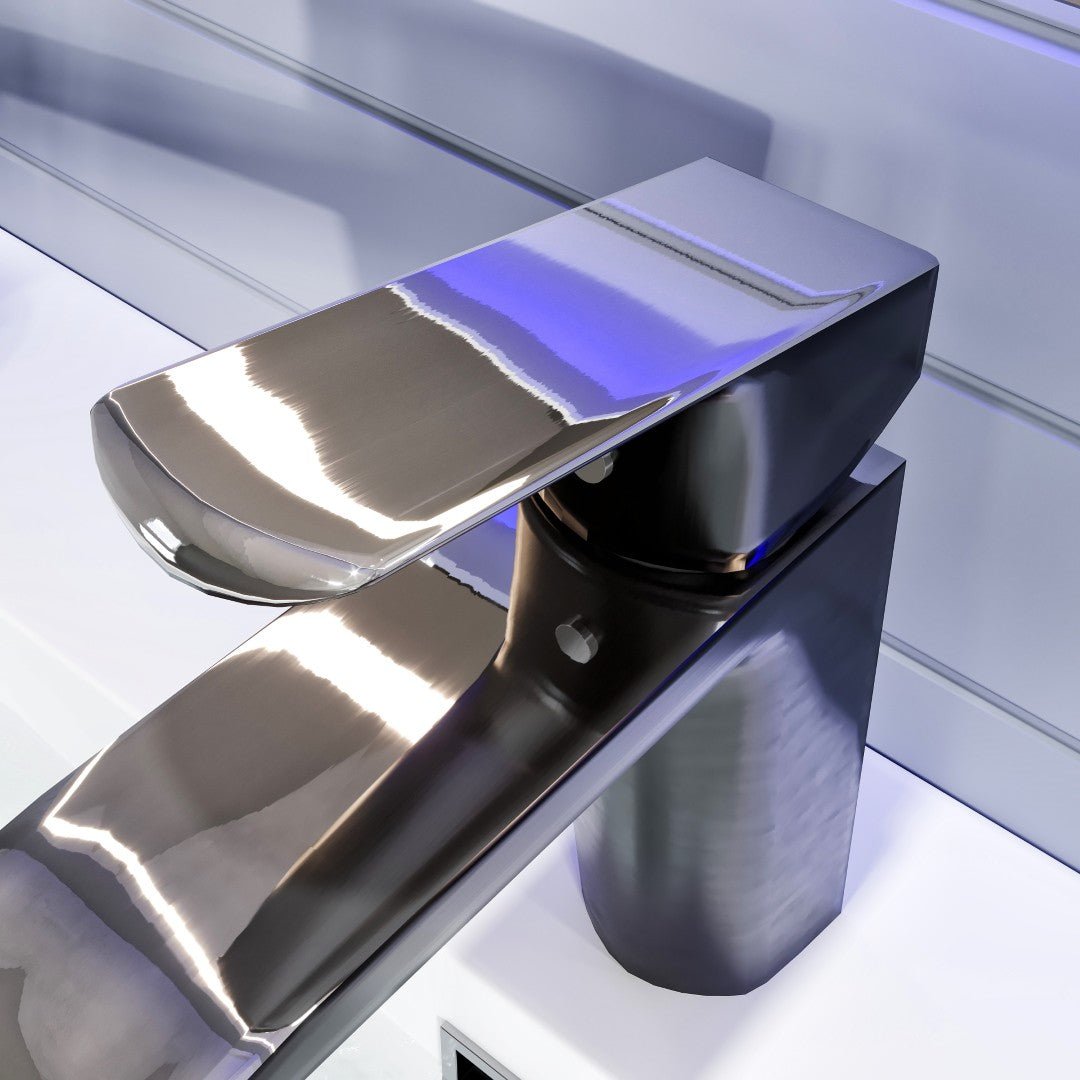Eviva Sima Single - Handle Waterfall Single - Hole Bathroom Faucet in Chrome and Matte Black - Bathroom Faucet by Eviva