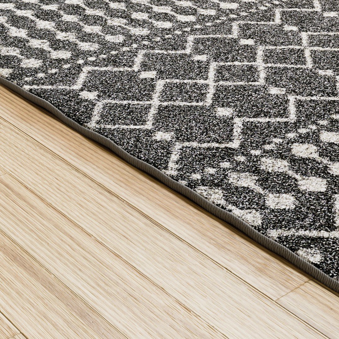 Eviva Grid 5' x 7' Geometric Gray/Cream Rug - Rug by Eviva