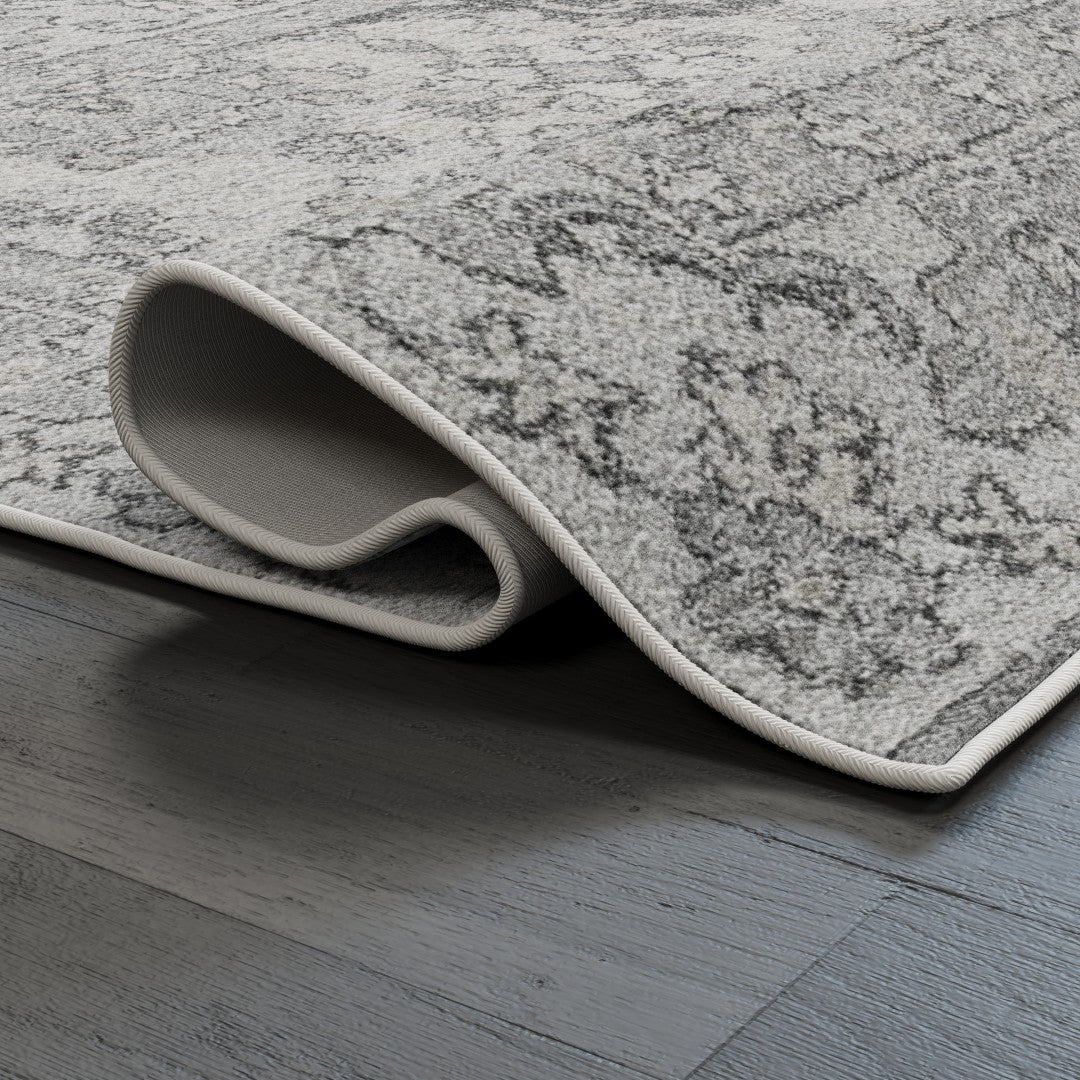 Eviva Mosaic 5' x 7' Damask Gray Rug