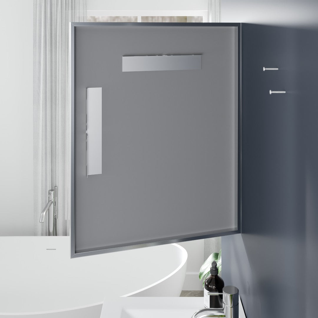 Eviva Vista 24" x 30" Rectangular Brushed Nickel Metal Framed Mirror