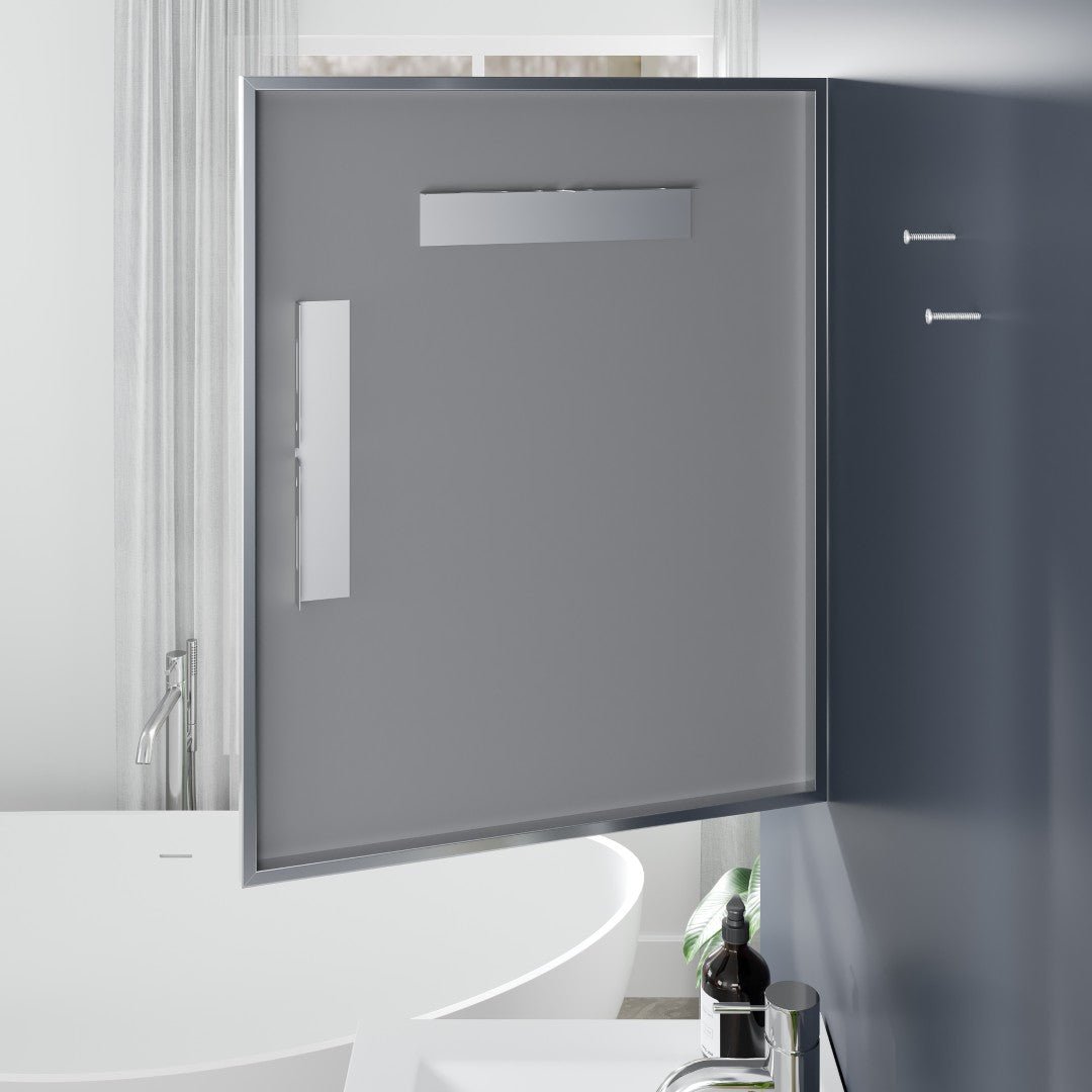 Eviva Vista 24" x 30" Rectangular Brushed Nickel Metal Framed Mirror - Mirror by Eviva