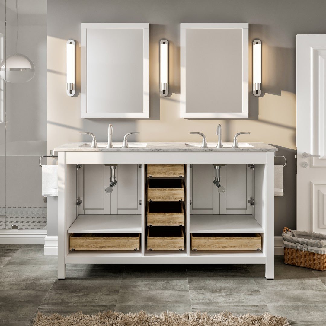 Eviva Aberdeen 60" White Double Sink Bath Vanity with Marble Top - Bathroom Vanity by Eviva