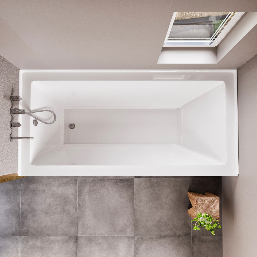 Eviva Swiss 54" Glossy White Acrylic Alcove Bathtub
