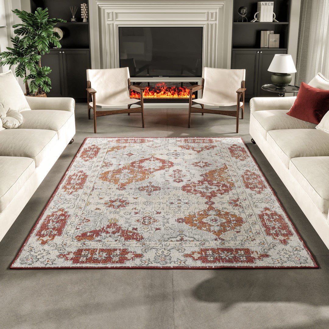 Eviva Mosaic 3' x 5' Damask Multicolor Rug - Rug by Eviva