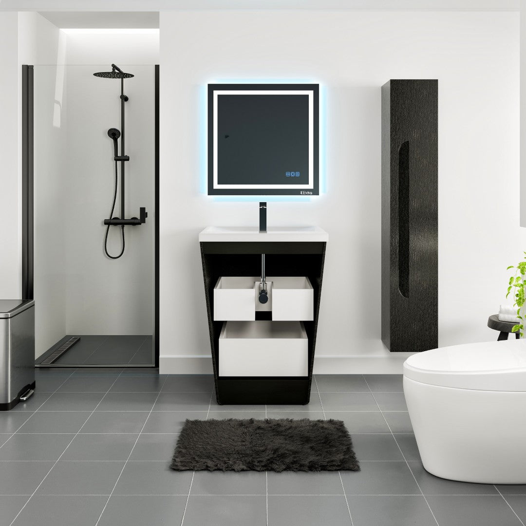 Victoria 25 in. Chestnut Single Sink Bath Vanity with Acrylic Top and Integrated Sink