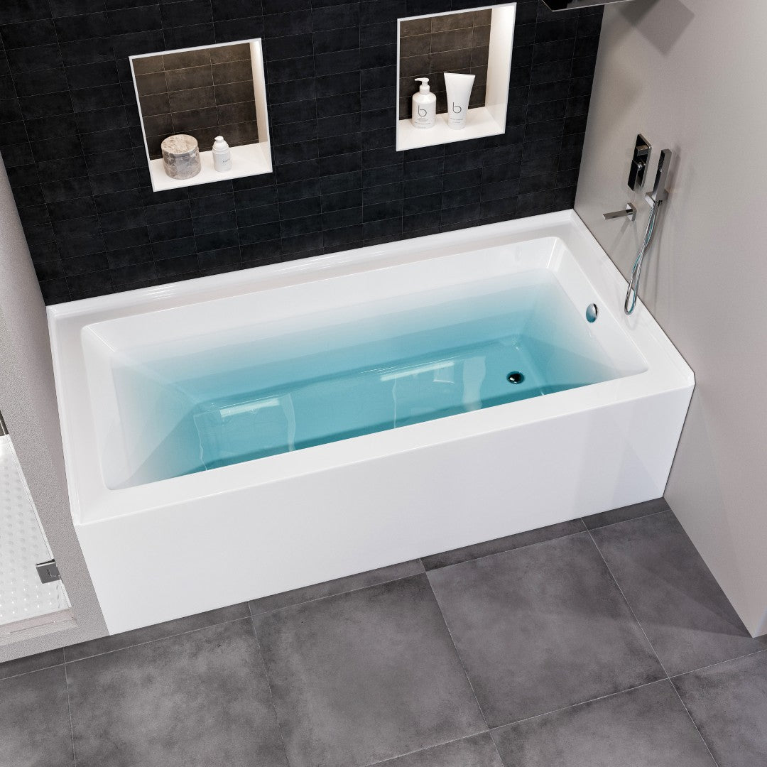 Eviva Swiss 54" Glossy White Acrylic Alcove Bathtub