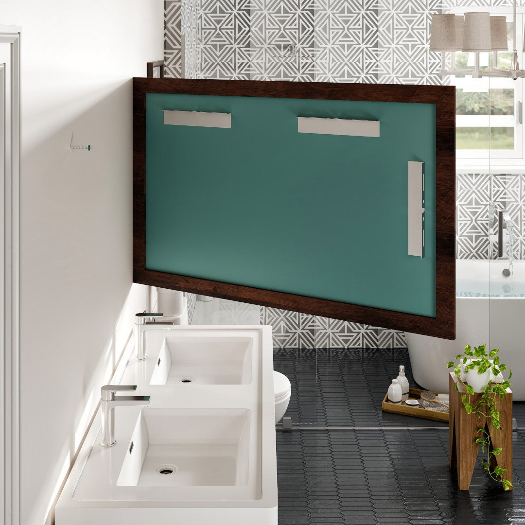 Eviva Sun 48" x 30" Rectangular Rosewood Wooden Framed Mirror