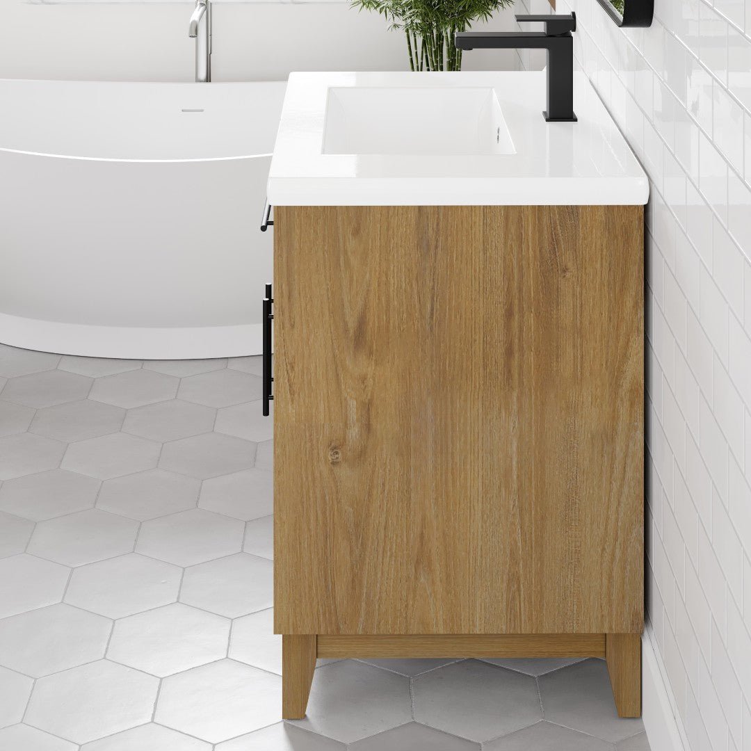 Graham 30 in. Oak Single Sink Bath Vanity with Porcelain Top and Integrated Sink - Bathroom Vanity by Eviva