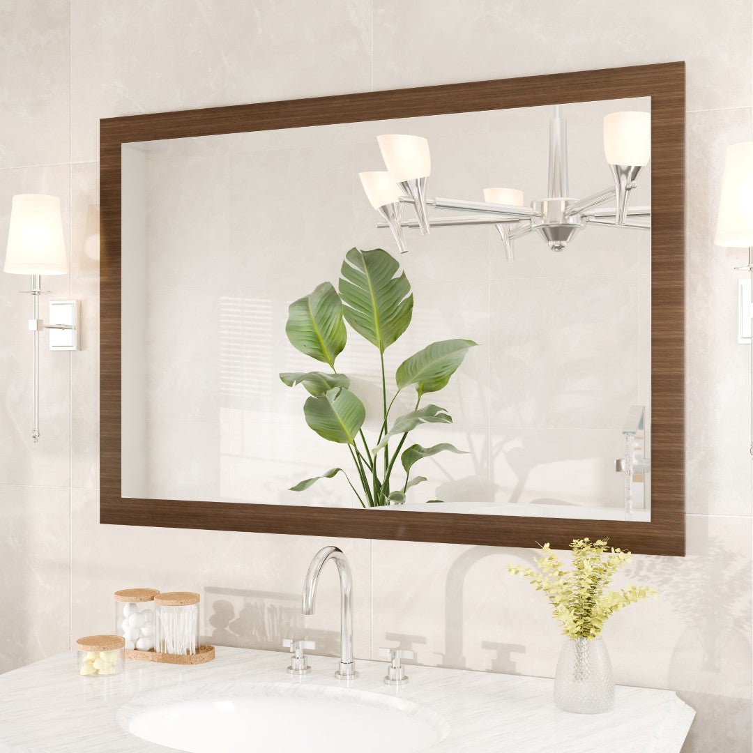 Eviva Reflection 42" x 32" Rectangular Gray Oak Wooden Framed Mirror - Mirror by Eviva