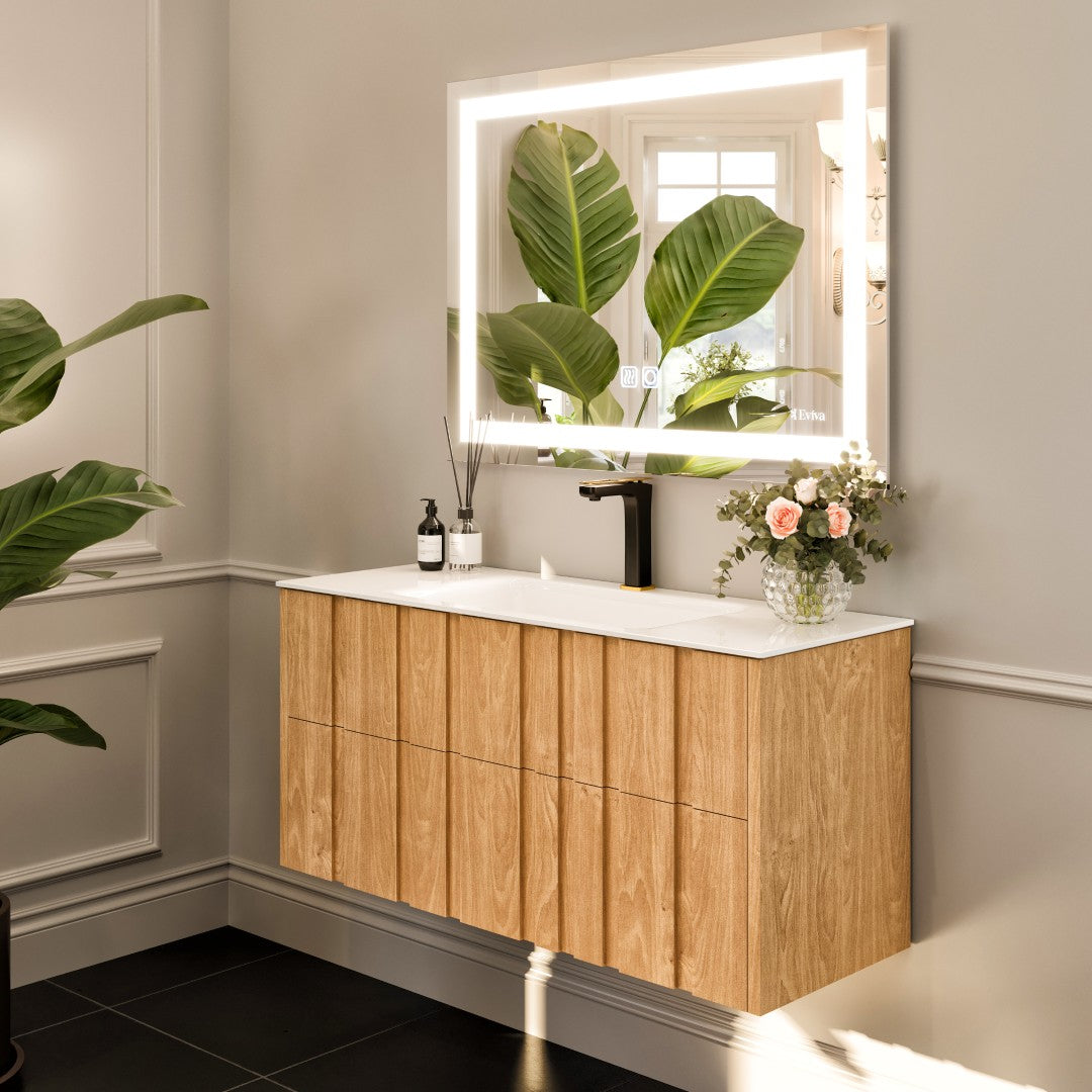 Eviva Rose Single-Handle Waterfall Single-Hole Bathroom Faucet with Gold Handle and Deckplate Included in Matte Black