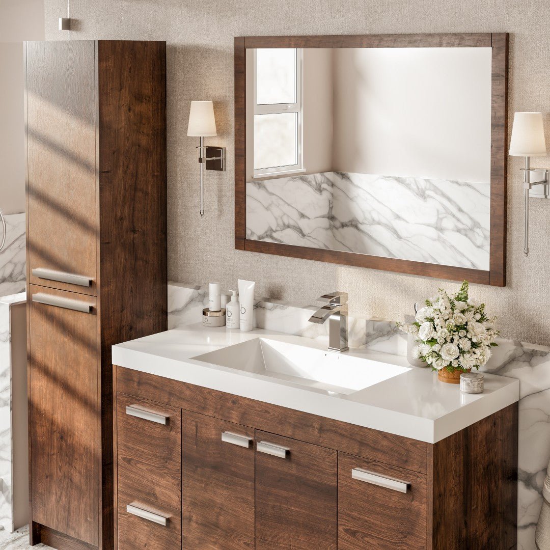Lugano 48 in. Rosewood Single Sink Bath Vanity with Acrylic Top and Integrated Sink - Bathroom Vanity by Eviva