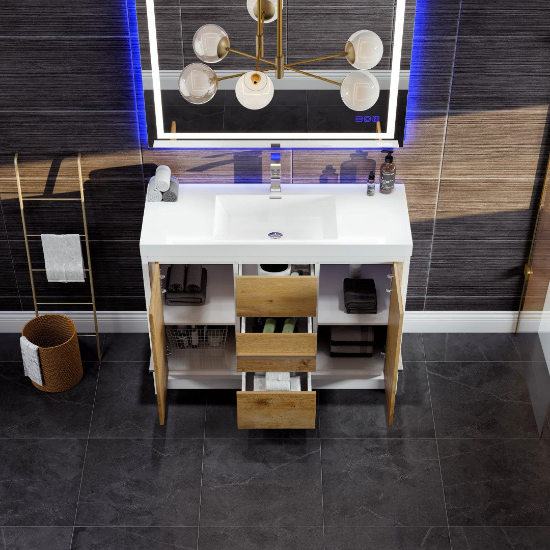 Grace 48 in. Natural Oak Single Sink Bath Vanity with Acrylic Top and Integrated Sink