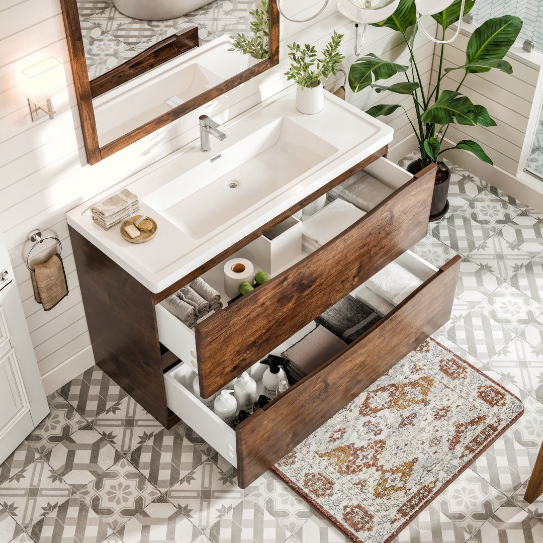 Smile 48 in. Rosewood Single Sink Bath Freestanding Vanity with Acrylic Top and Integrated Sink - Bathroom Vanity by Eviva