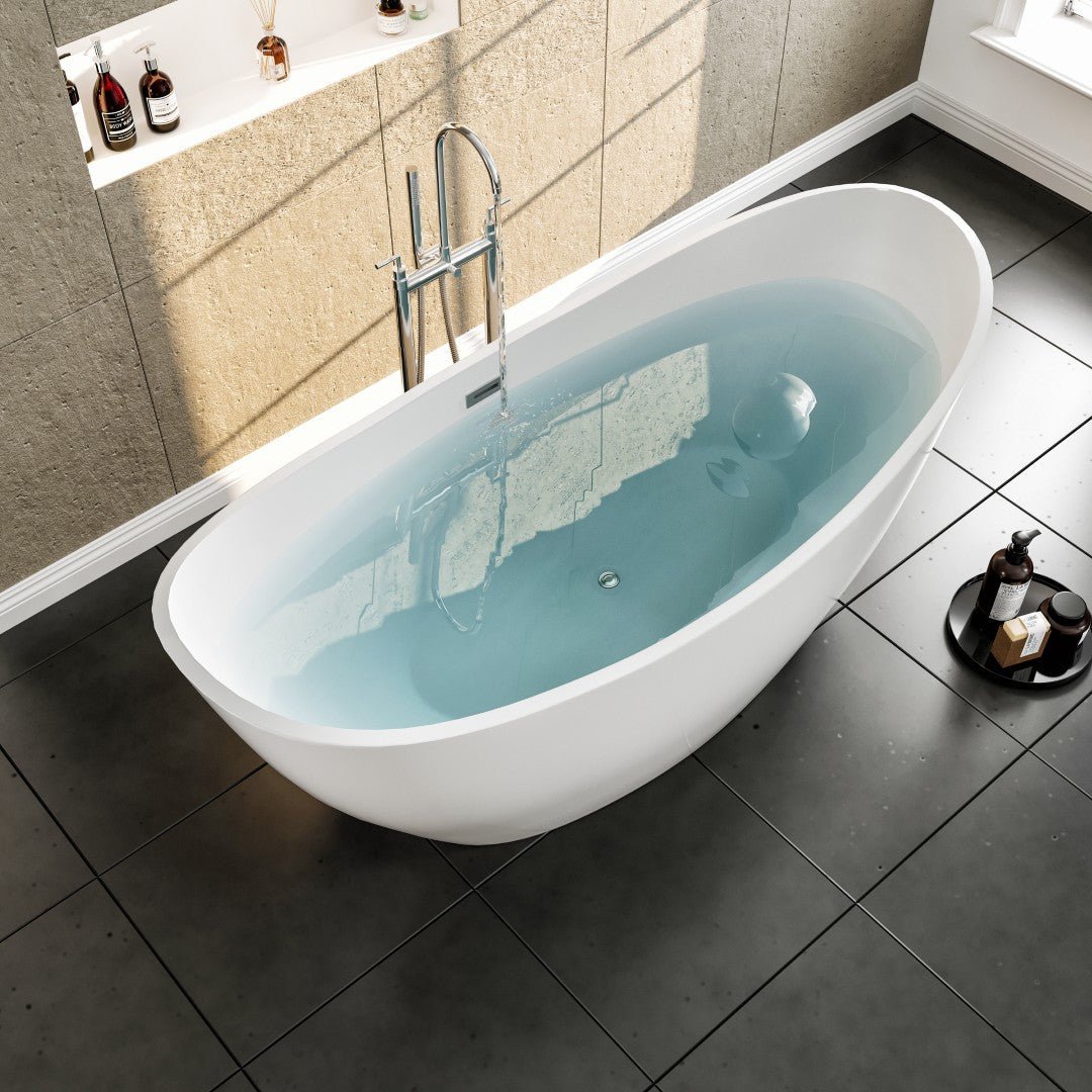 Eviva Bella 60" Glossy White Acrylic Slipper Freestanding Bathtub - Bathtub by Eviva