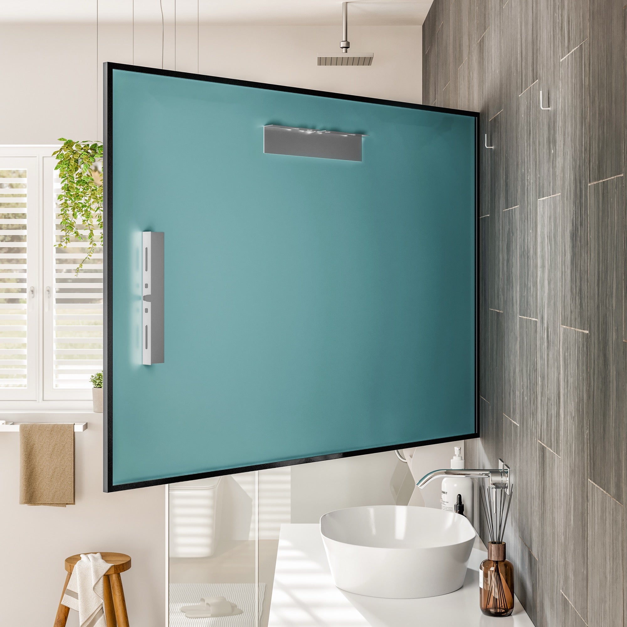 Eviva Black 42" x 30" Rectangular Black Metal Framed Mirror