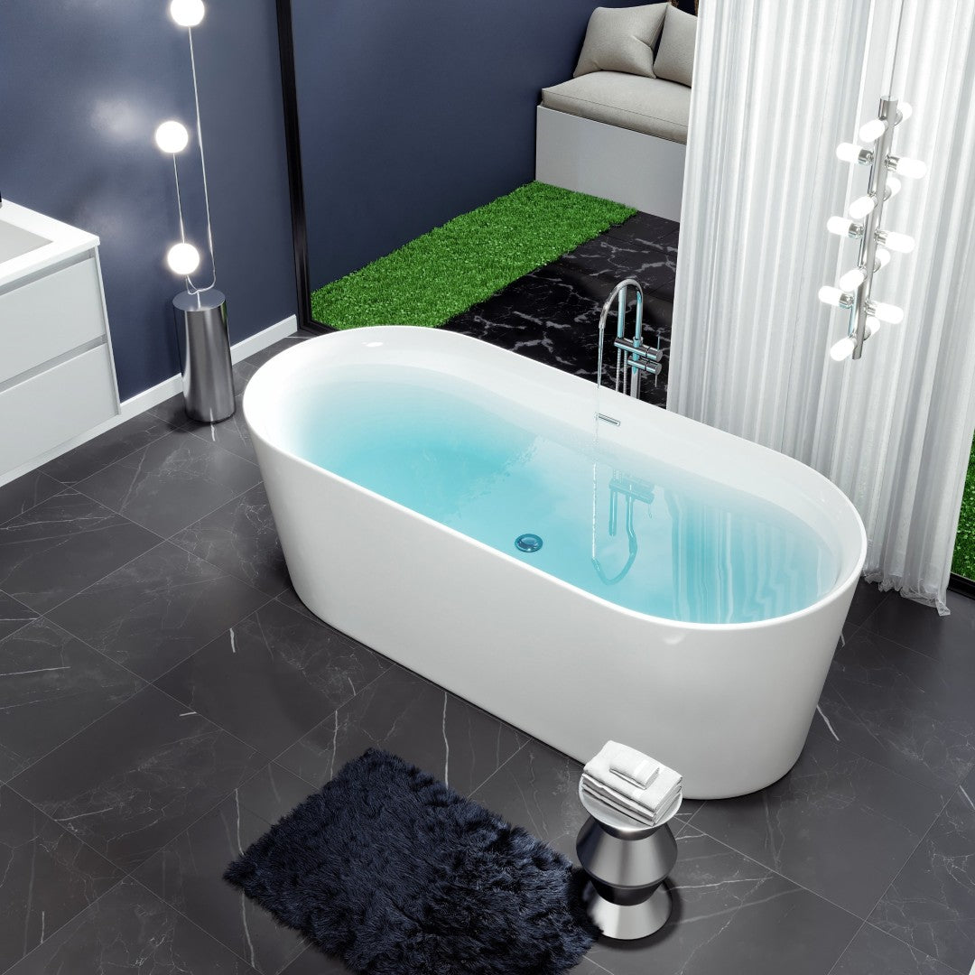 Eviva Rejoice 60" Glossy White Acrylic Freestanding Bathtub