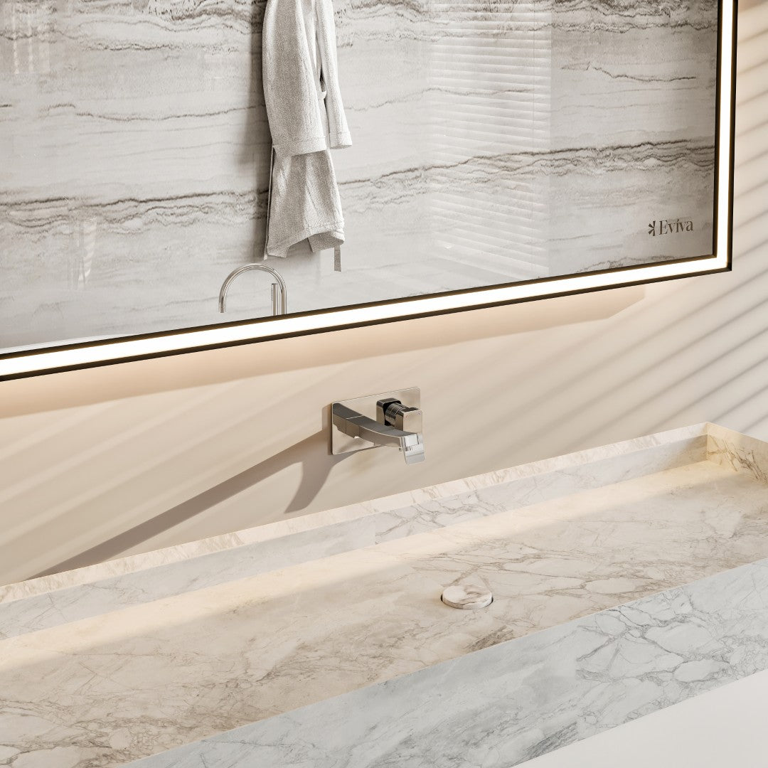 Fritti 36 in. White Wall Mount Single Sink Bath Vanity with Carrara Marble Top and Integrated Sink