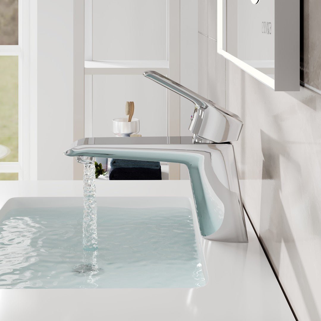 Eviva Lotus Single - Handle Waterfall Single - Hole Bathroom Faucet in Chrome - Bathroom Faucet by Eviva