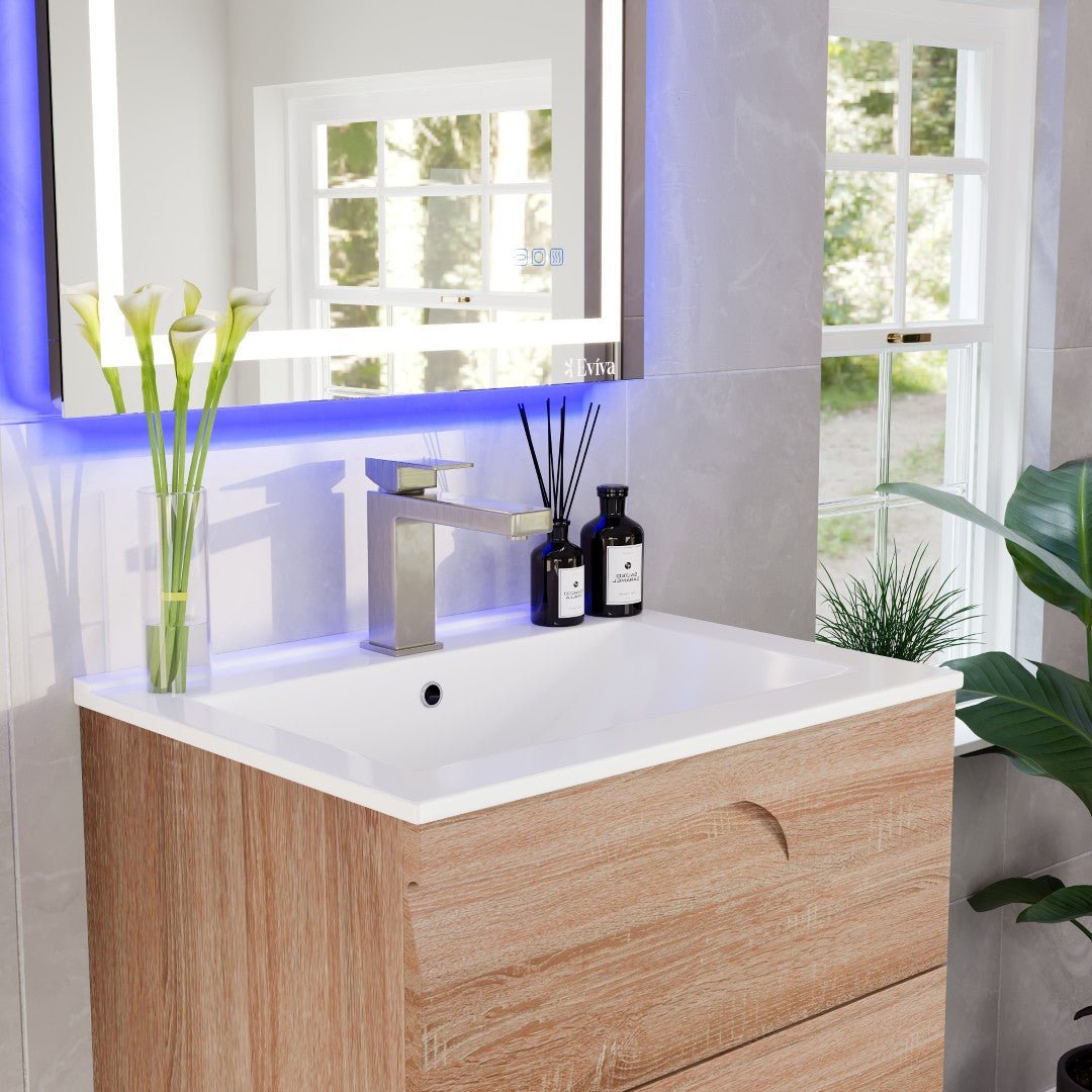 Joy 24 in. Maple Single Sink Freestanding Bath Vanity with Porcelain Top and Integrated Sink - Bathroom Vanity by Eviva